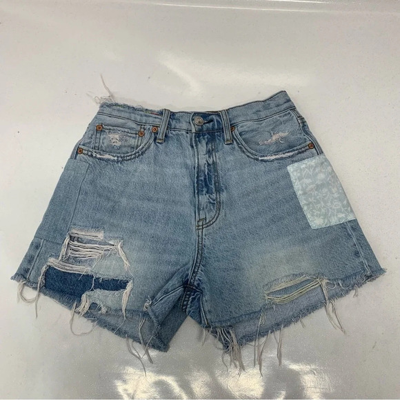 American Eagle Shorts Woman 0 90s Highest Rise Boyfriend Patchwork Rainbow Denim - Picture 4 of 12